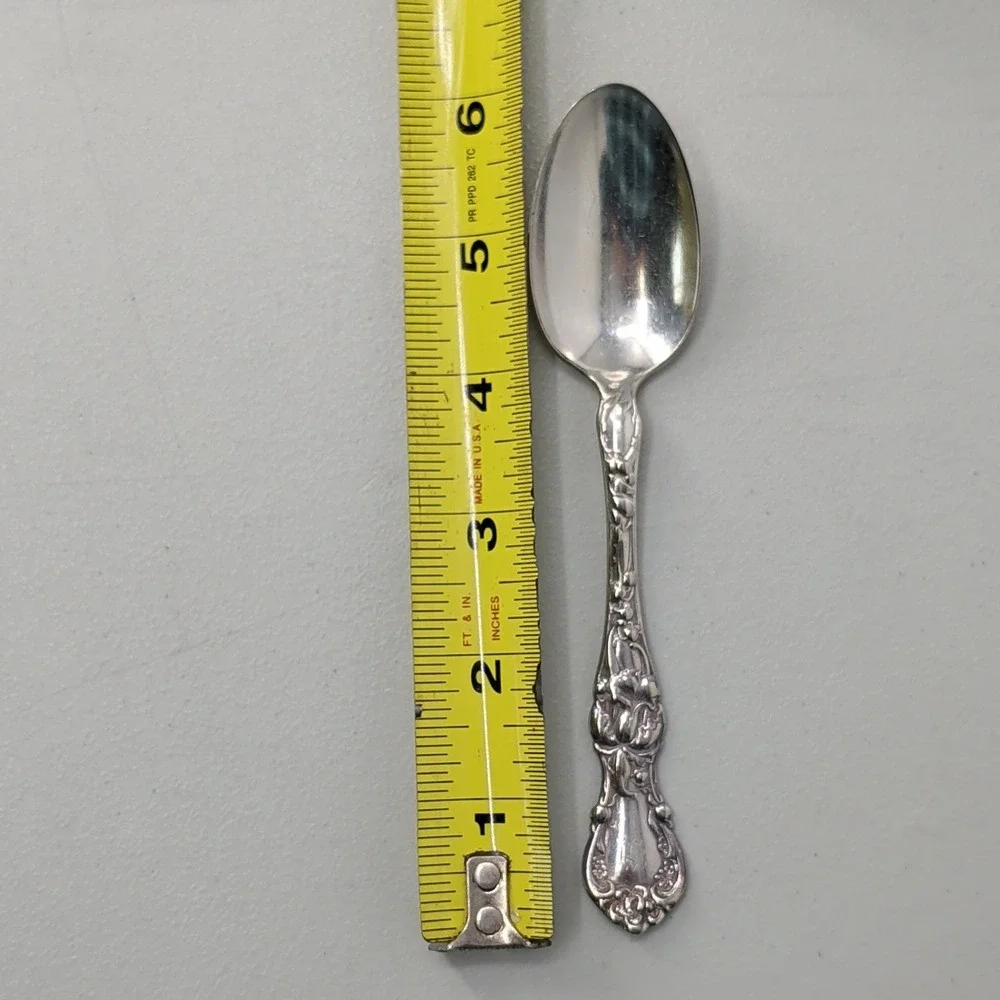 1835 R Wallace Floral Pattern Silver Plate Teaspoon Sectional Triple Monogram